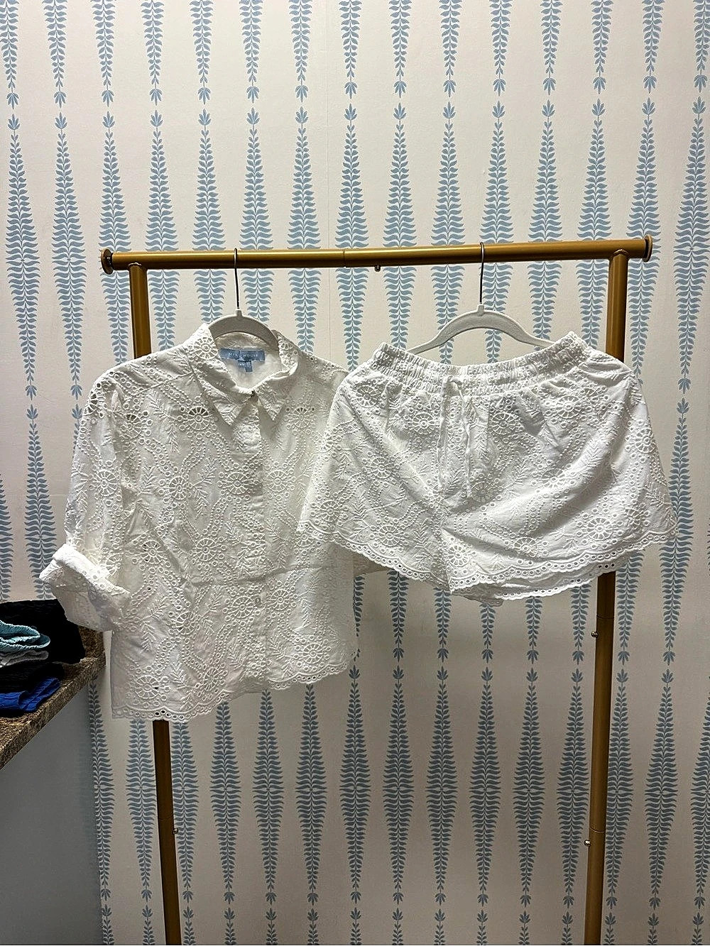 Hill House Floral Blouse & Shorts Set in White XS